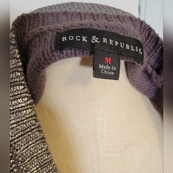Rock and Republic shiny silver sweater. Size medium. - Picture 4 of 4